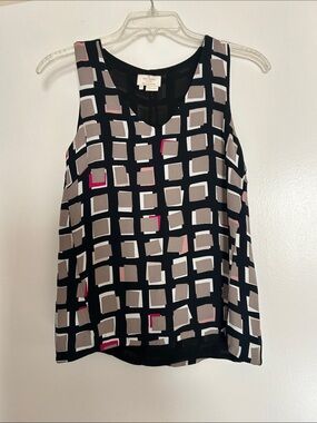 kate spade Black Geometric Sleeveless Camisole with Pink Highlights